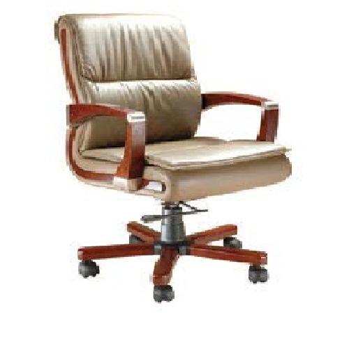 Machine Made Low Back Office Chair, Low Back Brown Leather Office Chair