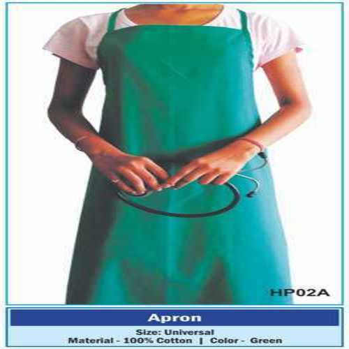 Green Cotton Sleevless Apron Tie Type For Hospital