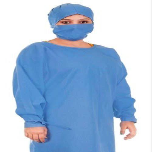 Blue Doctor / Nurse Operation Theater Gown With Cap And Mask