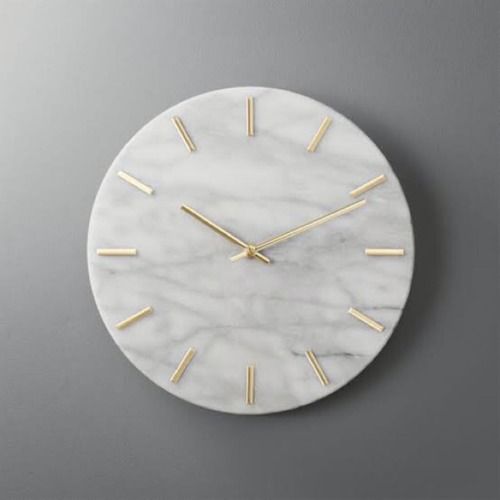 White Analog Wall Marble Clock