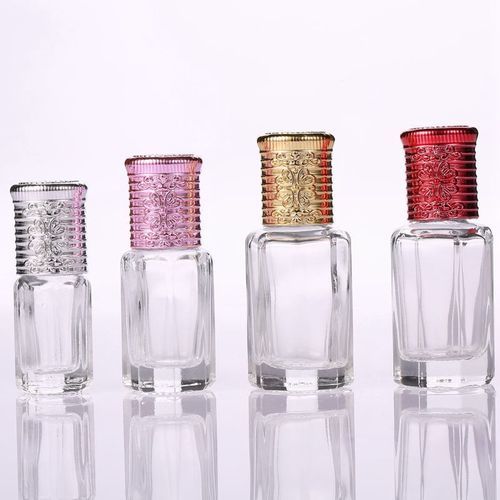 Octagonal Glass Bottles - Clear Soda Glass, 500 ml Size with Glass Cap & Rubber Cork