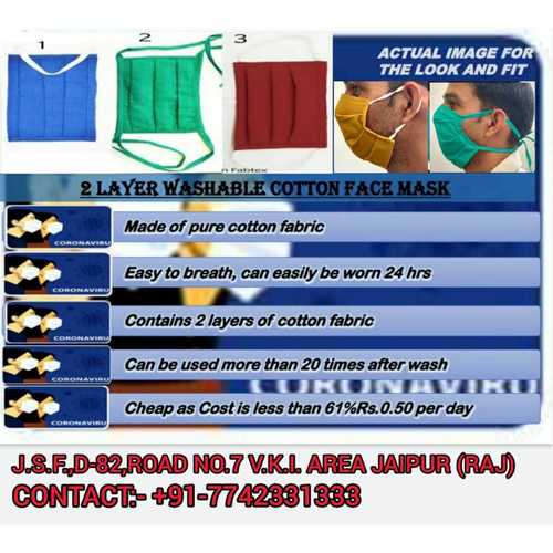 2 Layer Washable Cotton Face Mask