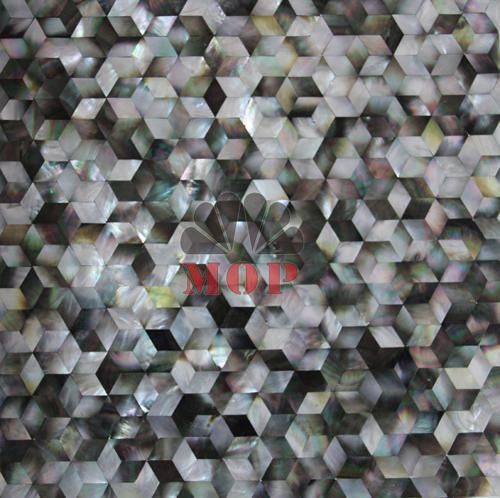 Reds / Pinks Black Diamond Mixed And Sea Shell Daccor Panel Mosaic Tiles