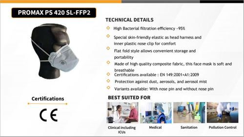 White/Grey Ffp2 Respirator Face Mask