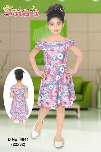 Off Shoulder Designer Printed Girls Frocks