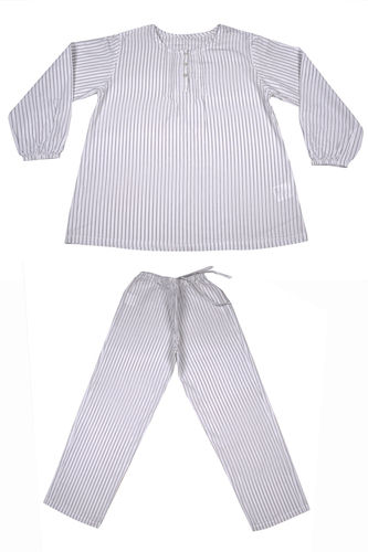 Skin Friendly Small Stripe Large Grey Pajama Set