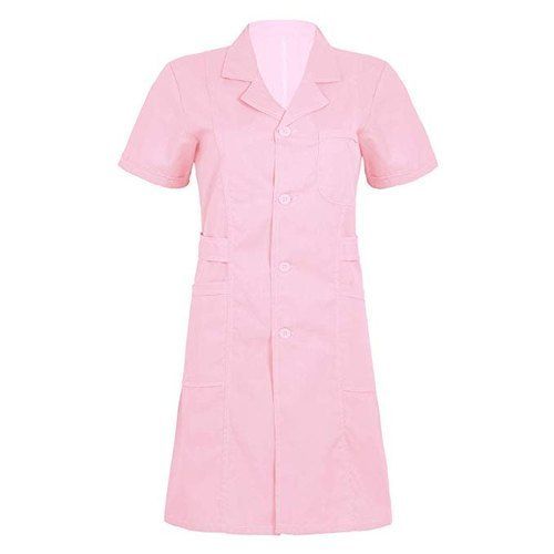 Pink Plain Nurse Cotton Uniform, Size: M-XXL
