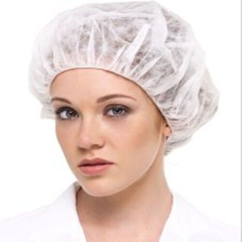 White Dhaara Healthcare Non Woven Bouffant Cap