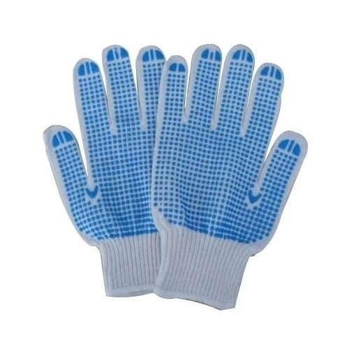 White Pvc Dotted Hand Gloves