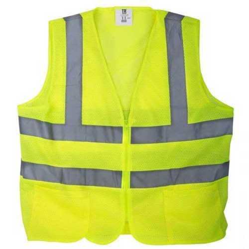 Yellow And Grey Sleeveless Reflector Safety Jacket