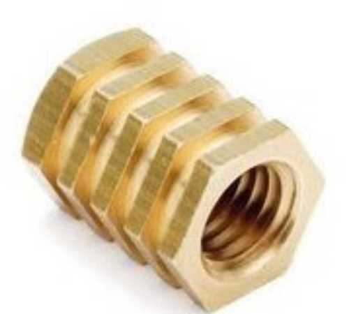 Pure Brass Hex Insert - Brass Material Various Sizes Golden Color Hexagonal Shape | Strong Build High Durability Excellent Finishing