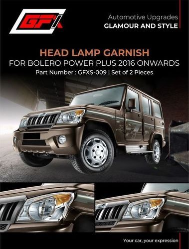 Chrome Head Lamp Garnish Cover For Mahindra Bolero Power Plus