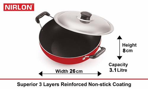 Nirlon 3.6L Deep Kadai With Stainless Steel Lid (Jumbo)