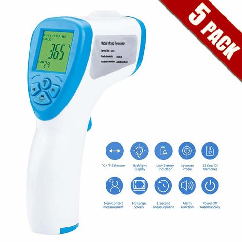 5 Pack Infrared Non Contact Forehead Digital Medical Thermometer