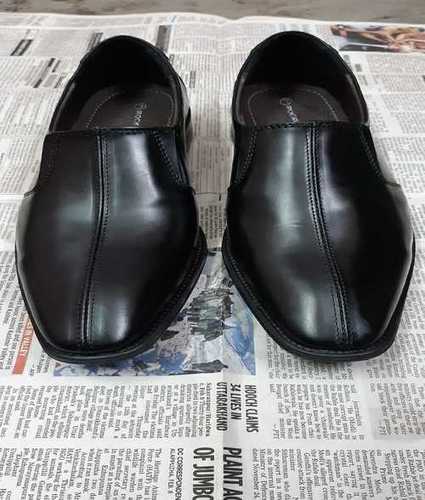 Black Mens Leather Slip On Shoes