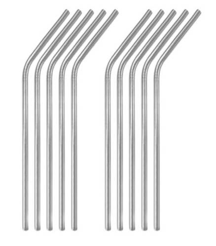 Silver Stainless Steel Straw With One Cleaner