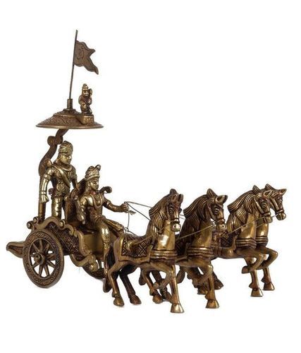 Gold Brass 4 Horse Arjun Rath