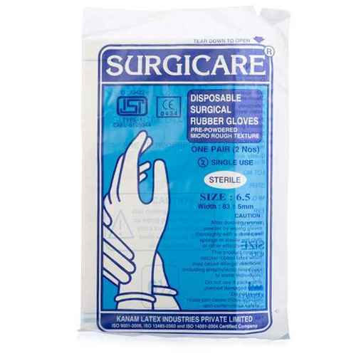 Plain Surgicare Sterile Latex Surgical Gloves