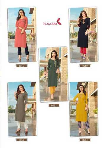 3/4 Sleeves Designer Ladies Kurti Bust Size: Medium Inch (In)