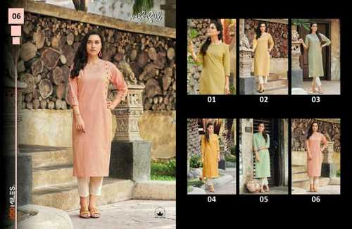 Cotton Fabric Long Girl Kurti Bust Size: Medium Inch (In)