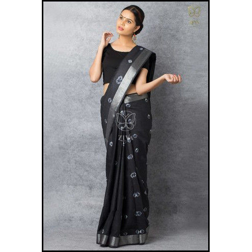 Casual Plain Weaving Pure Linen Cotton Sarees