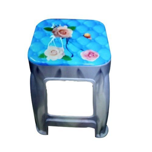 Grey Multipurpose Printed Plastic Stool