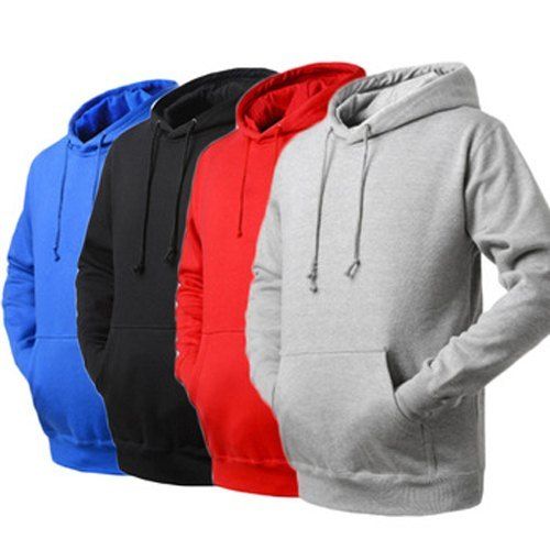 Black Unisex Cotton Plain Pullover Hoodies