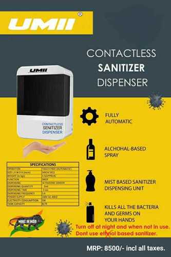 Metal Contactless Based Automatic Sanitizer Dispenser