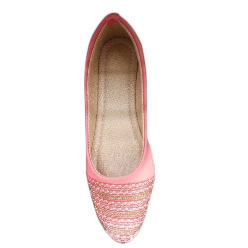 Pink Designer Ladies Rexine Belly Shoes