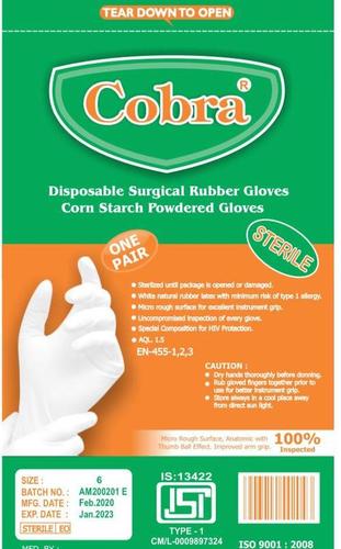 White Disposable Sterile Surgical Gloves