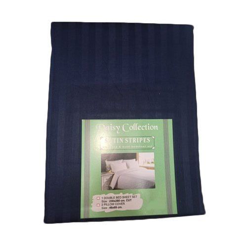 Navy Blue Daisy Collection Satin Double Bed Sheet