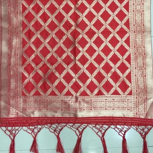 Red 2.25 Meter Long And 36 Inches Wide Woven Silk Blended Banarasi Dupatta