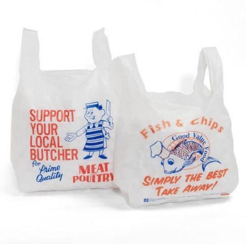 White Printed Plastic Grocery Bags