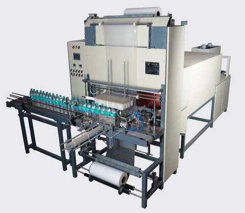 Shrink Wrapping Machine - MS Material, 16 Inch Roll Diameter | 3600 Bottles Per Hour, PLC Control, 5kgf/cm2 Air Pressure