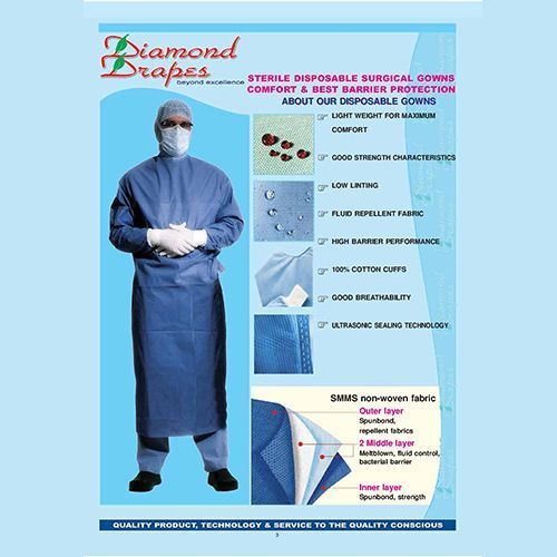 Sterile Disposable Surgical Gown - Fluid Repellent Cotton with Ultrasonic Sealing Technology | Lightweight, Low Linting, High Barrier Performance, Breathable Fabric