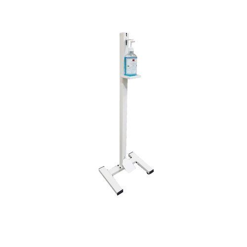 White 2 Pc Hand Sanitizer Foot Operated Stand And Holder