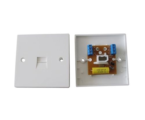 Telephone Line Jack Unit - PVC Material, Surface Mounted Design | High Voltage, Standard Termination for Telecom Use, Complete with Fixing Screws, 2-Year Warranty