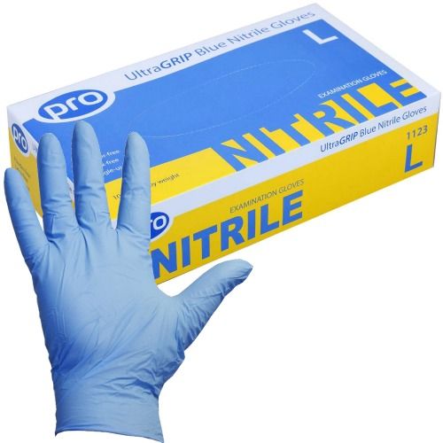 Blue Nitrile 5 Mil Disposable Powder Free Food And Medical Use Gloves Elasticity: High