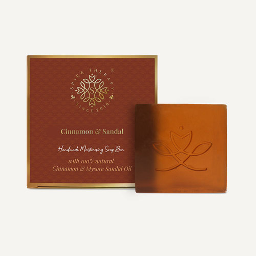 Cinnamon & Sandal Handmade Soap Bar - Herbal Ingredients, High Foam , Soft on Skin, Brightens Skin & Promotes Blood Circulation