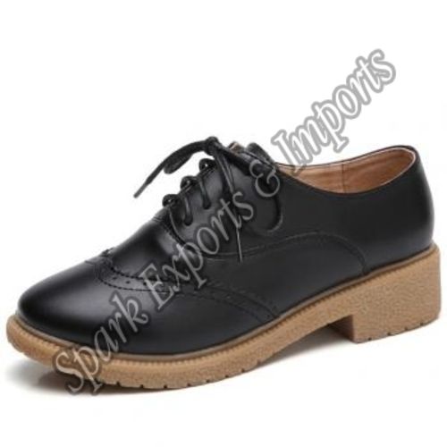 Black Women Leather Casual Shoes