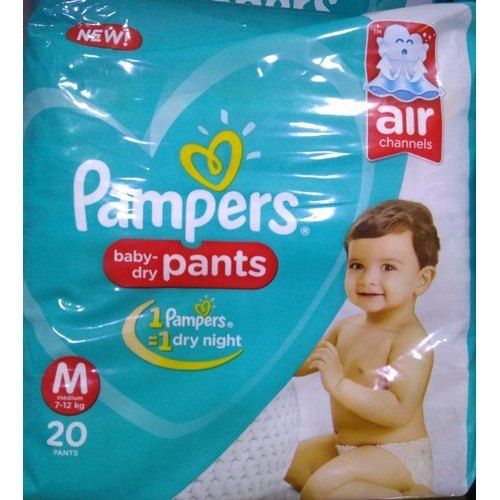 White Baby Pampers Medium Size Diapers