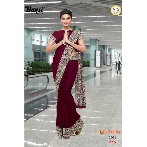 Crepe Ladies Corporate Uniform Silk Saree