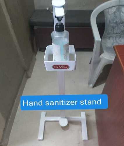 Hand Sanitizer Dispenser Stand - Mild Steel, Powder Coated, Portable | Manual Operation, Foot-Operated, Suitable for Square Bottles, Touch-Free Use, Elegant White Finish