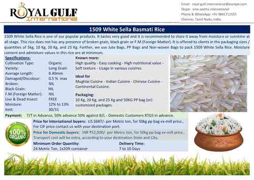 Common 1509 White Sella Basmati Rice