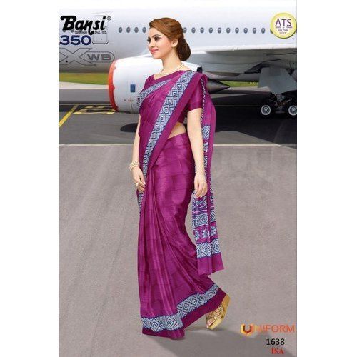 Georgette Leyon (Georgette) Uniform Purple Border Saree