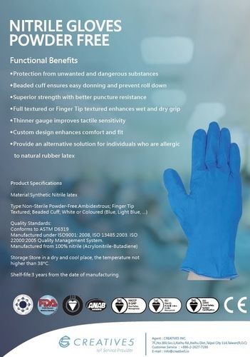 Powder Free Nitrile Gloves - Industrial & Medical Grade, Medium & Extra Large Size, Blue Color | Beaded Cuff for Easy Donning, Superior Puncture Resistance, Enhanced Grip in Wet & Dry Conditions, Improved Tactile Sensitivity, Custom Comfortable Fit