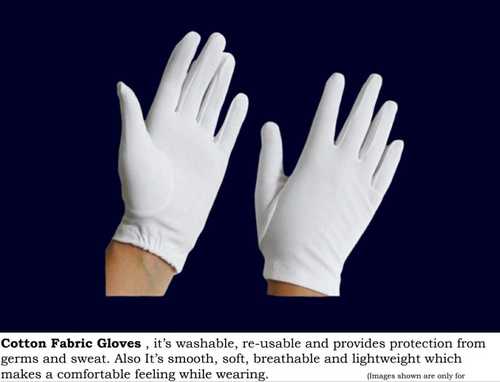 White Reusable Cotton Fabric Hand Gloves