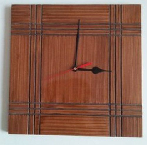 Natural Wood Colour Wooden Square Wall Clock