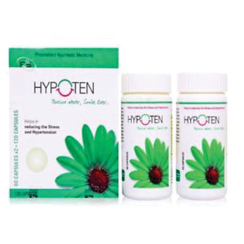 Hypoten Anti-Hypertensive Herbal Medicine Ingredients: Sarpgandha (Rauwolfia Serpentina)
Jatamansi (Nardostachys Jatamansi)
Arjun (Terminalia Arjuna)
Brahmi (Bacopa Monnieri)
Shankhpushpi(Convolvulus Pluricaulis)
Ashvagandha (Withania Somnifera)
Mukta Pishti (Mesua Ferrea)