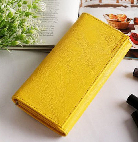 Yellow Ladies Designer Leather Wallet Purse Clutch